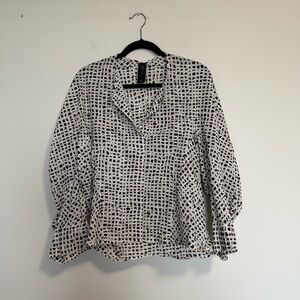 Zero + Maria Cornejo Black and White Patterned Blouse 4